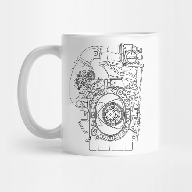 Mazda RX-7 FC FD RX-8 engine Vankel rotary engine blueprint by dygus